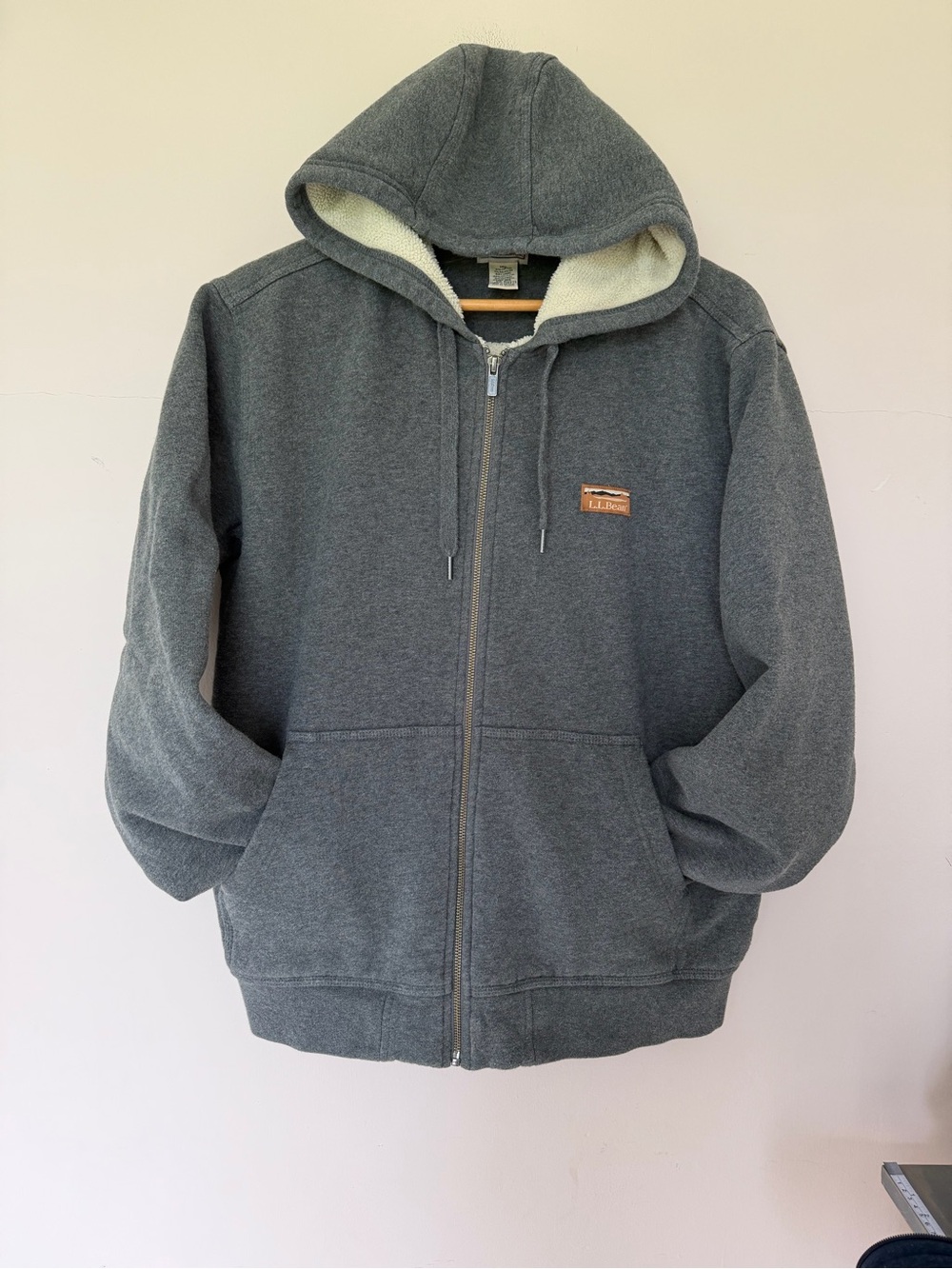 L.L.Bean Katahdin Iron Works Men’s Gray Sherpa Lined Full Zip Hoodie M